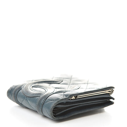 Chanel Aged Calfskin Cambon Compact Wallet Blue 4 of 17