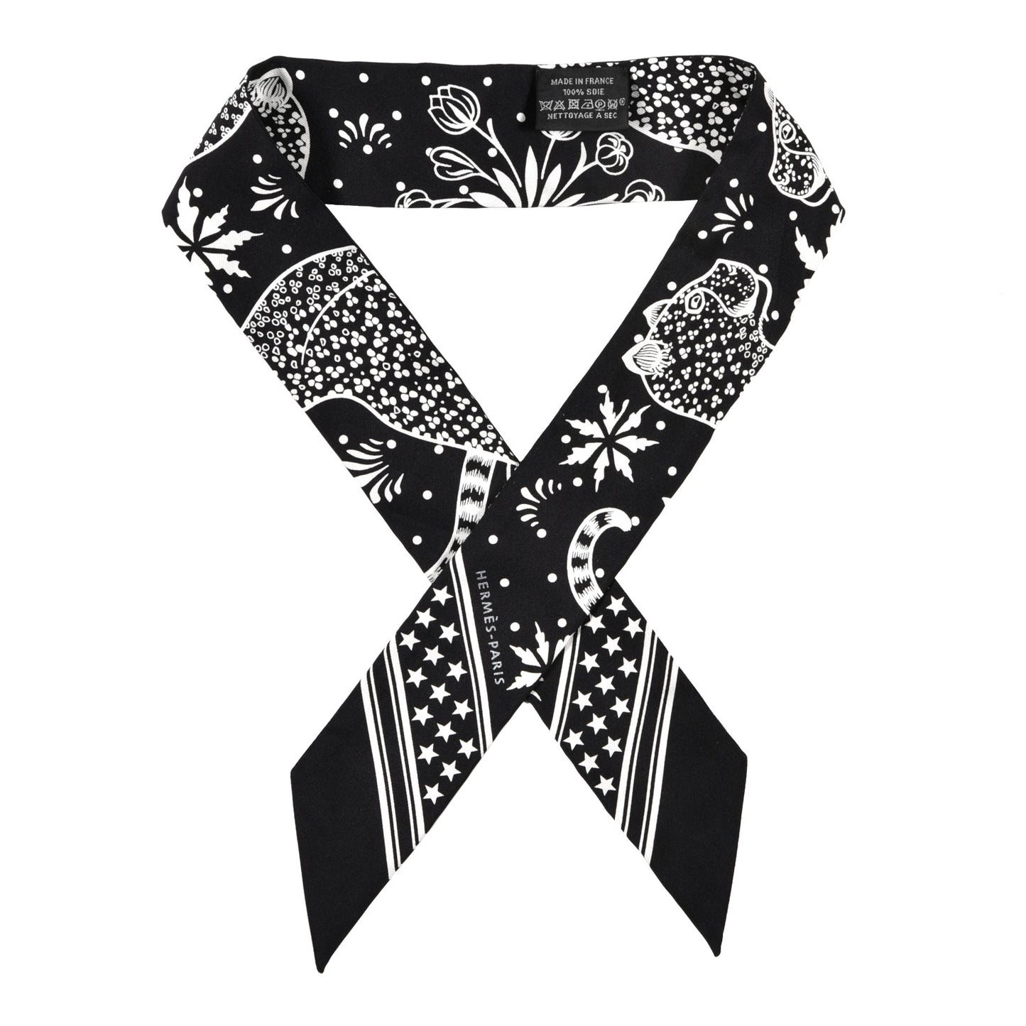 Silk Les Leopards Twilly Black White