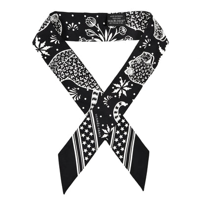 Hermes Silk Les Leopards Twilly Black White 1 of 4