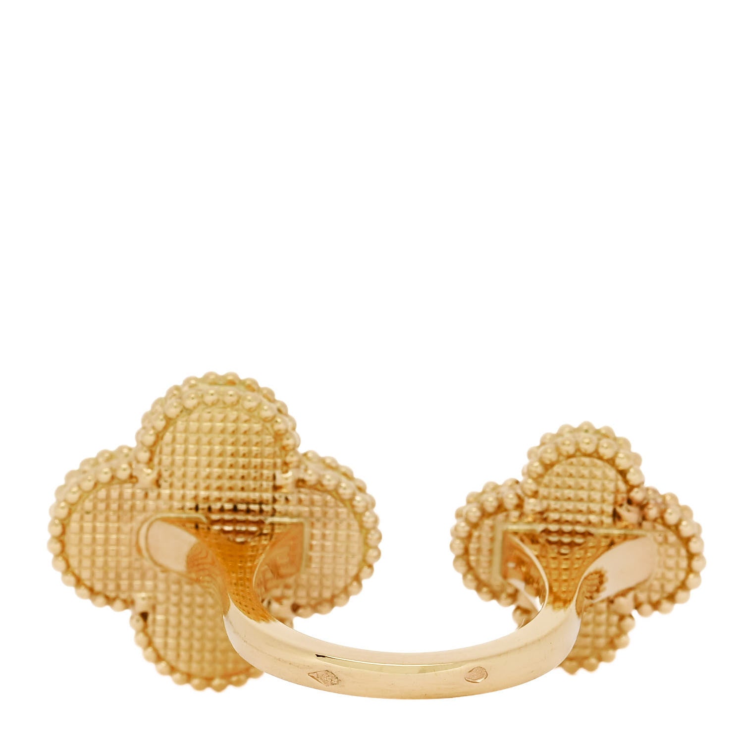 Van Cleef & Arpels 18K Yellow Gold Mother of Pearl Magic Alhambra Between the Finger Ring 53 6.5 4 of 6