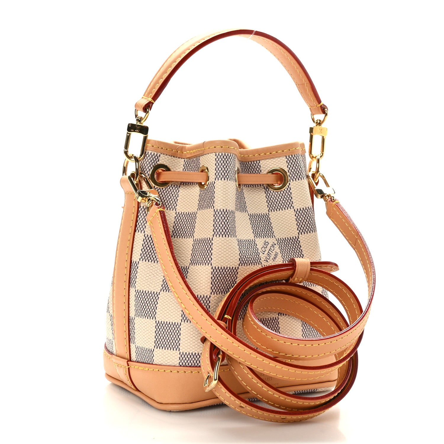 Louis Vuitton LOUIS VUITTON Damier Azur Vivienne Sac Nano Noe Dragon Fruit Pink 3 of 10