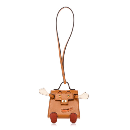 Hermes Tadelakt Chevre Mysore Kelly Quelle Idole Bag Charm Gold 1 of 7
