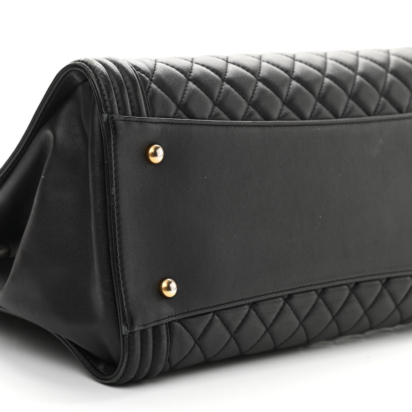 Calfskin Quilted Boy Shopping Tote Black