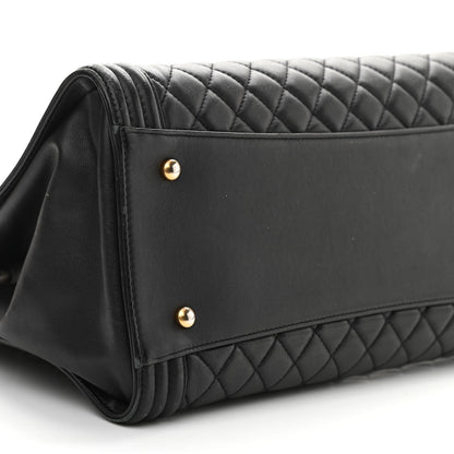 Chanel Calfskin Quilted Boy Shopping Tote Black 8 of 9