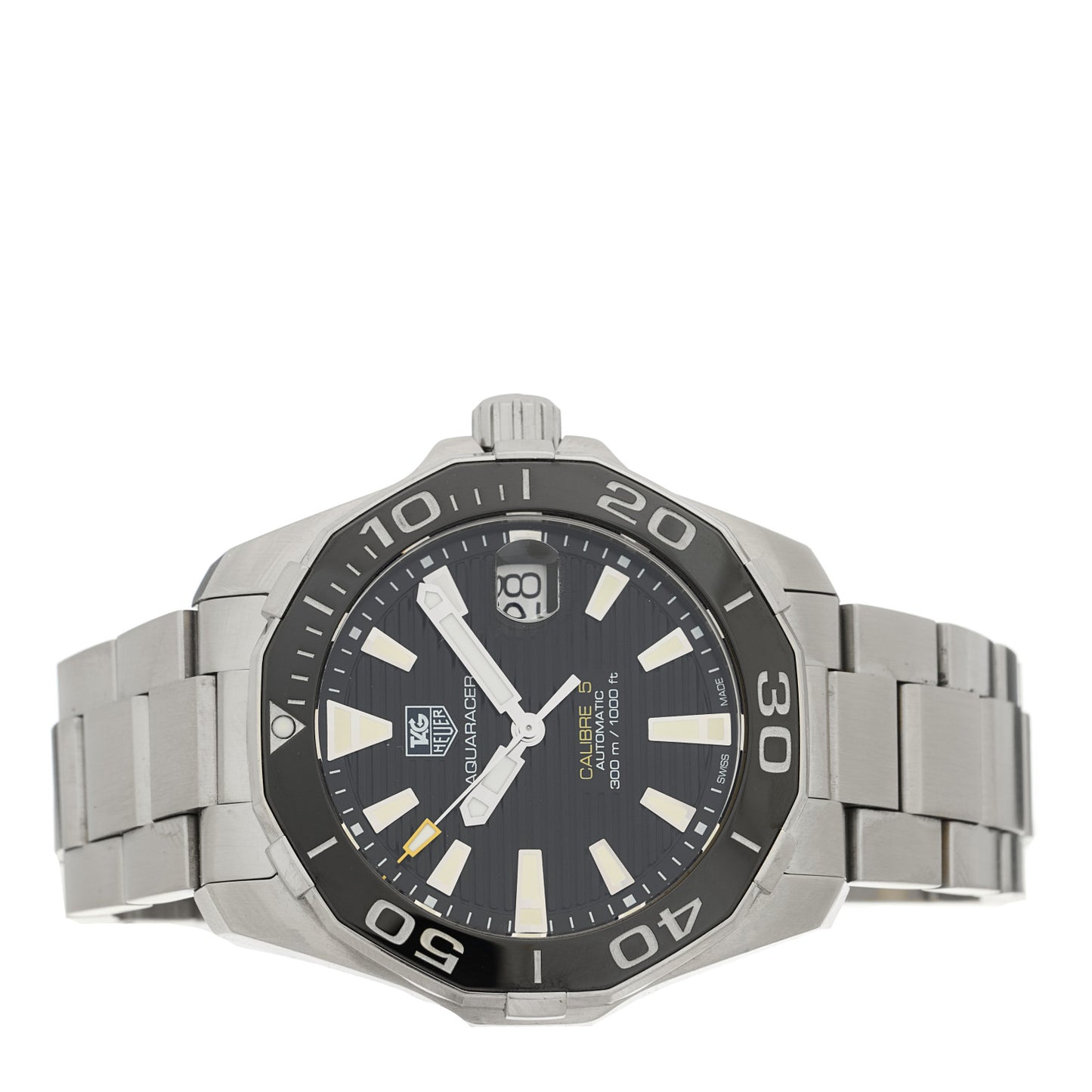 Stainless Steel 41mm Aquaracer 300M Automatic Watch Black WAY211A-0