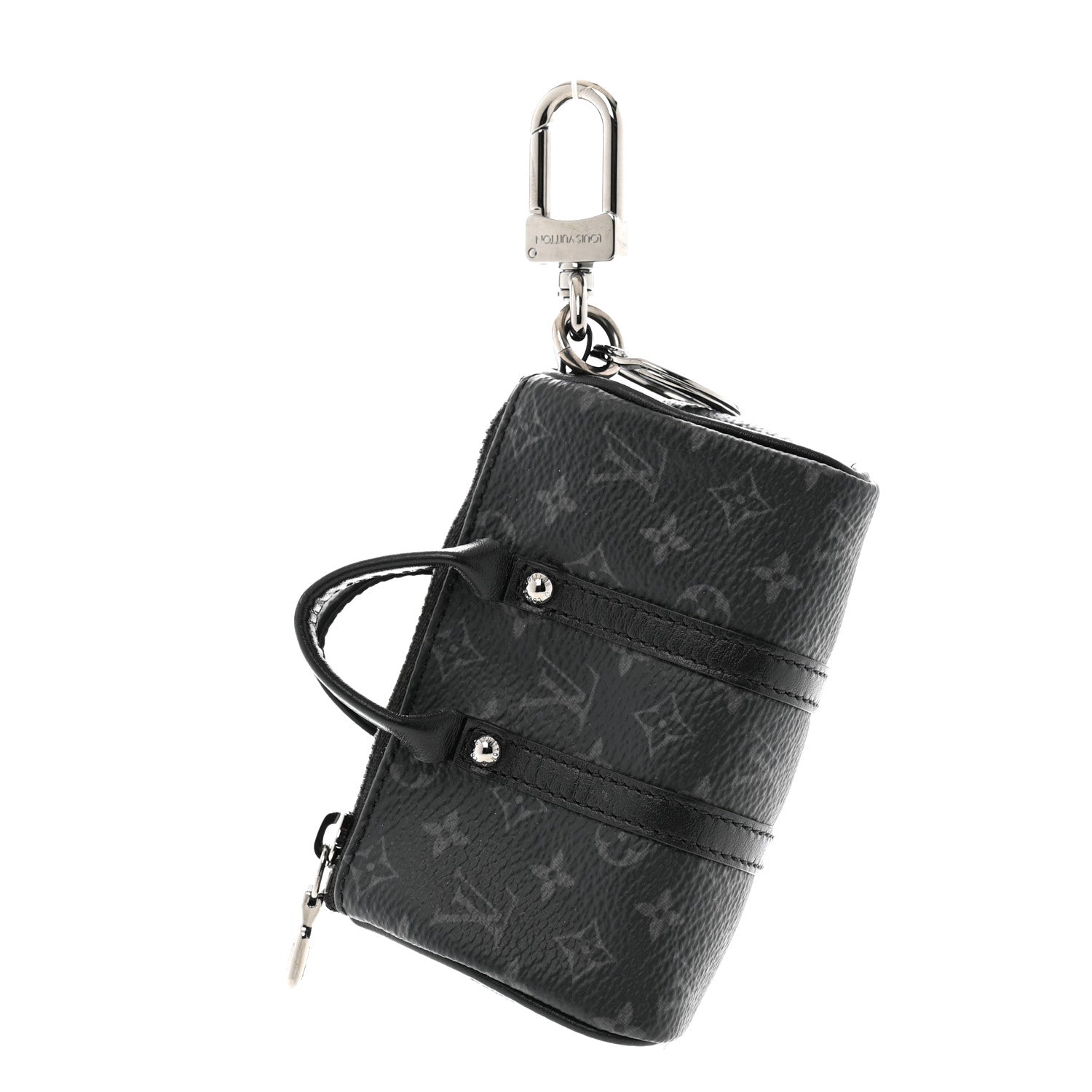 Louis Vuitton Monogram Eclipse Mini Keepall Bag Charm Key Holder Black 1 of 6
