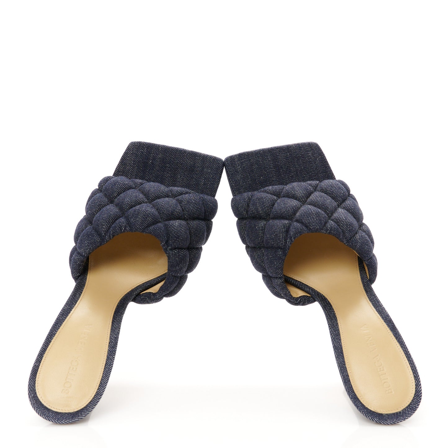 Denim Matelasse Padded Mule Sandals 39 Indigo