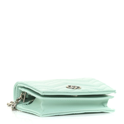 Gucci Calfskin Matelasse GG Marmont Mini Wallet On Chain Water Green 3 of 10