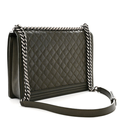 Chanel Calfskin Quilted Large Boy Flap Green 3 of 14