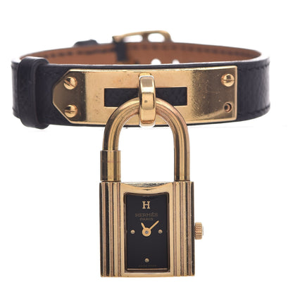 Hermes Stainless Steel Courchevel 20mm Kelly Cadena Quartz Watch Noir 1 of 6