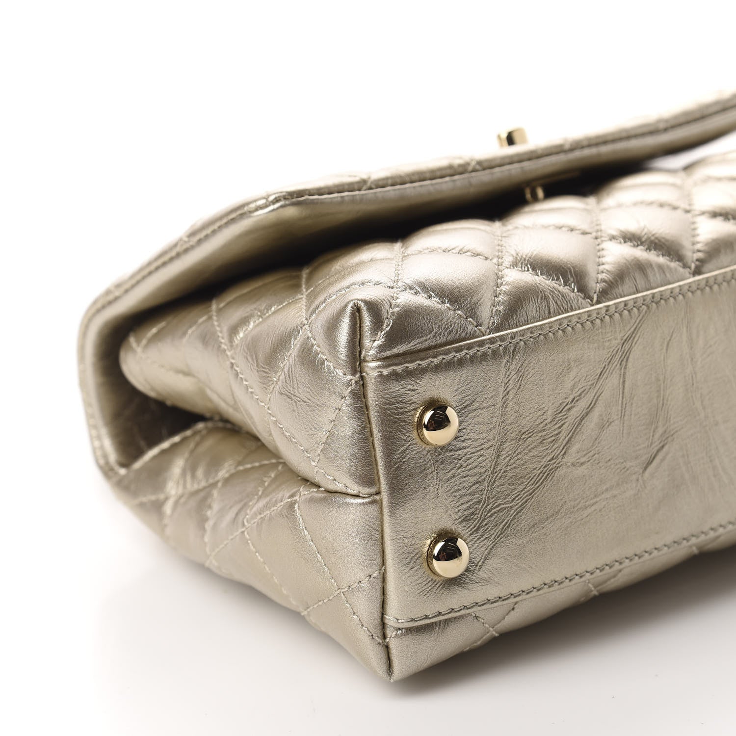 Chanel Metallic Aged Calfskin Quilted Mini Coco Handle Flap Gold 6 of 10