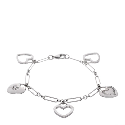 Tiffany 18K White Gold Diamond Hearts Charm Bracelet 1 of 4