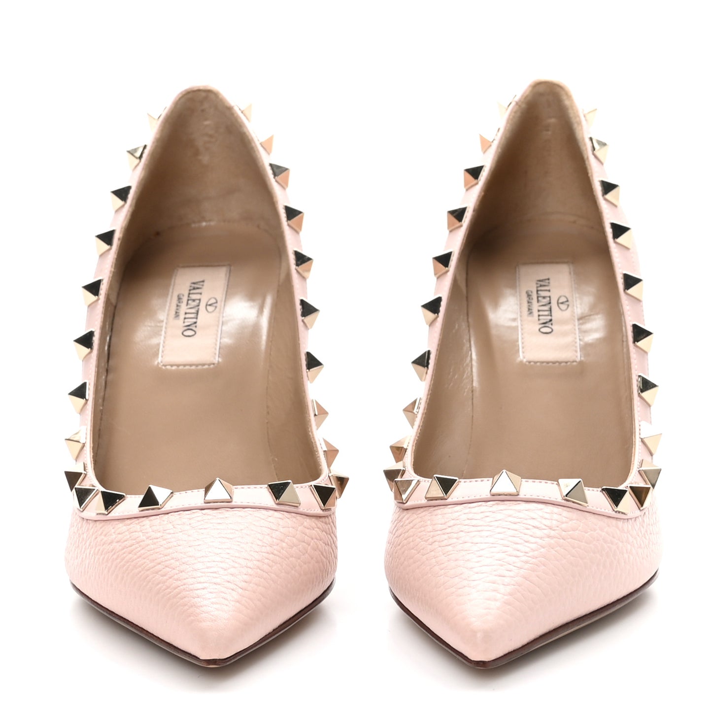 VALENTINO GARAVANI Pebbled Calfskin Rockstud 85mm Pumps 36 Rose Quartz