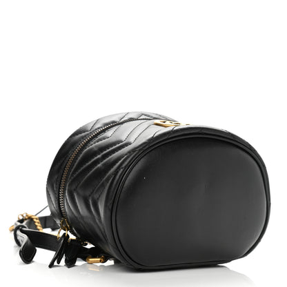 Gucci Calfskin Matelasse Mini GG Marmont Round Backpack Black 4 of 11