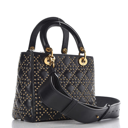 Christian Dior Calfskin Cannage Studded Medium Supple Lady Dior Black 3 of 10
