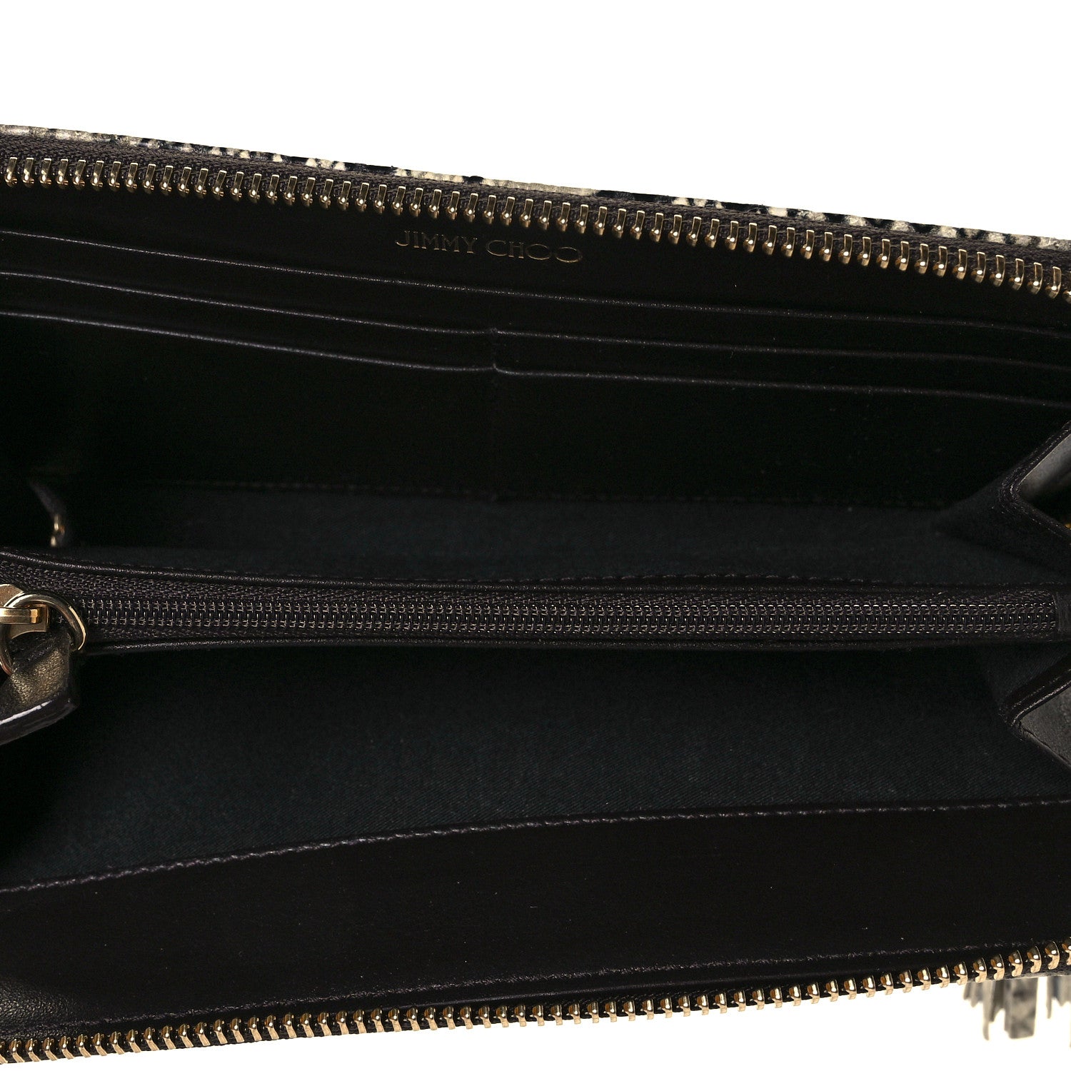 Jimmy Choo Snakeskin Embossed Zip Around Wallet Black White 5 of 8