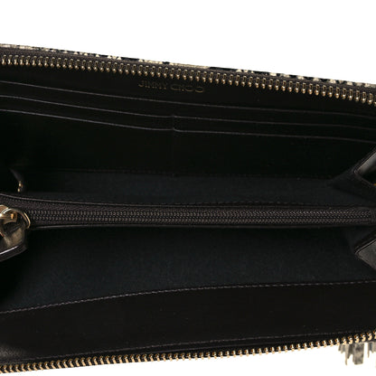 Jimmy Choo Snakeskin Embossed Zip Around Wallet Black White 5 of 8