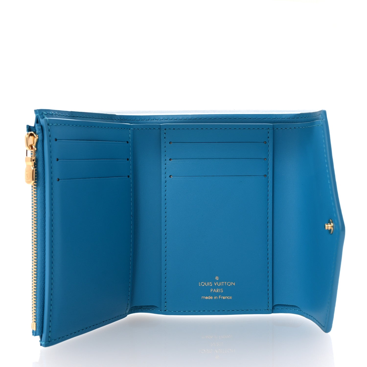 Louis Vuitton Calfskin Nanogram Embossed Victorine Wallet Bleu 5 of 6