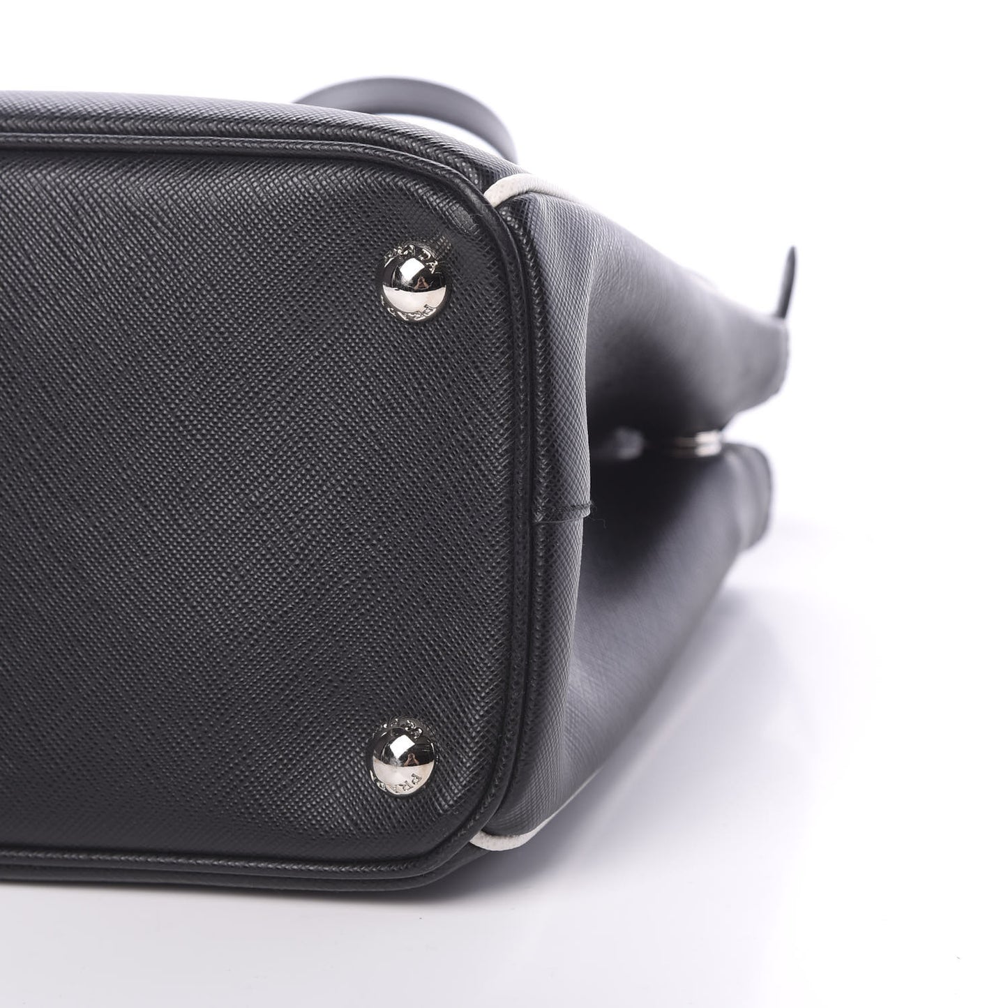 Saffiano Small Galleria Double Zip Tote Black Talco