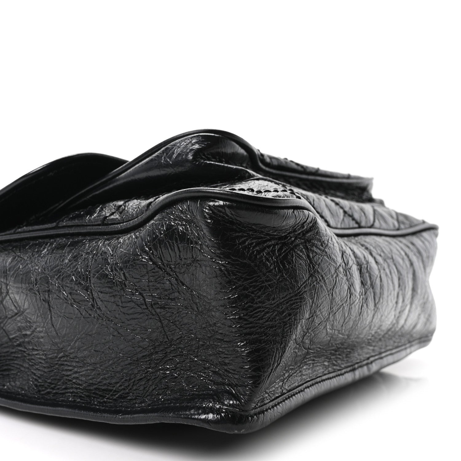 Saint Laurent Crinkled Calfskin Matelasse Monogram Large Niki Chain Satchel Black 9 of 10