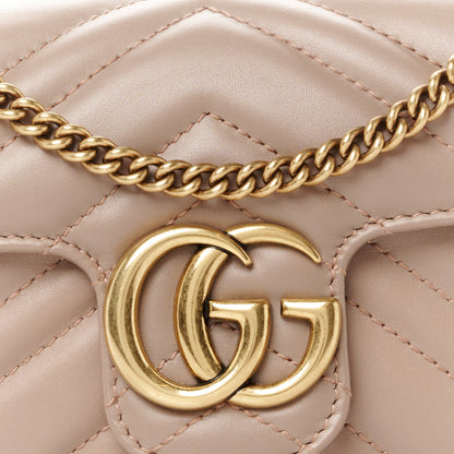 Gucci Calfskin Matelasse Super Mini GG Marmont Shoulder Bag Porcelain Rose 8 of 11