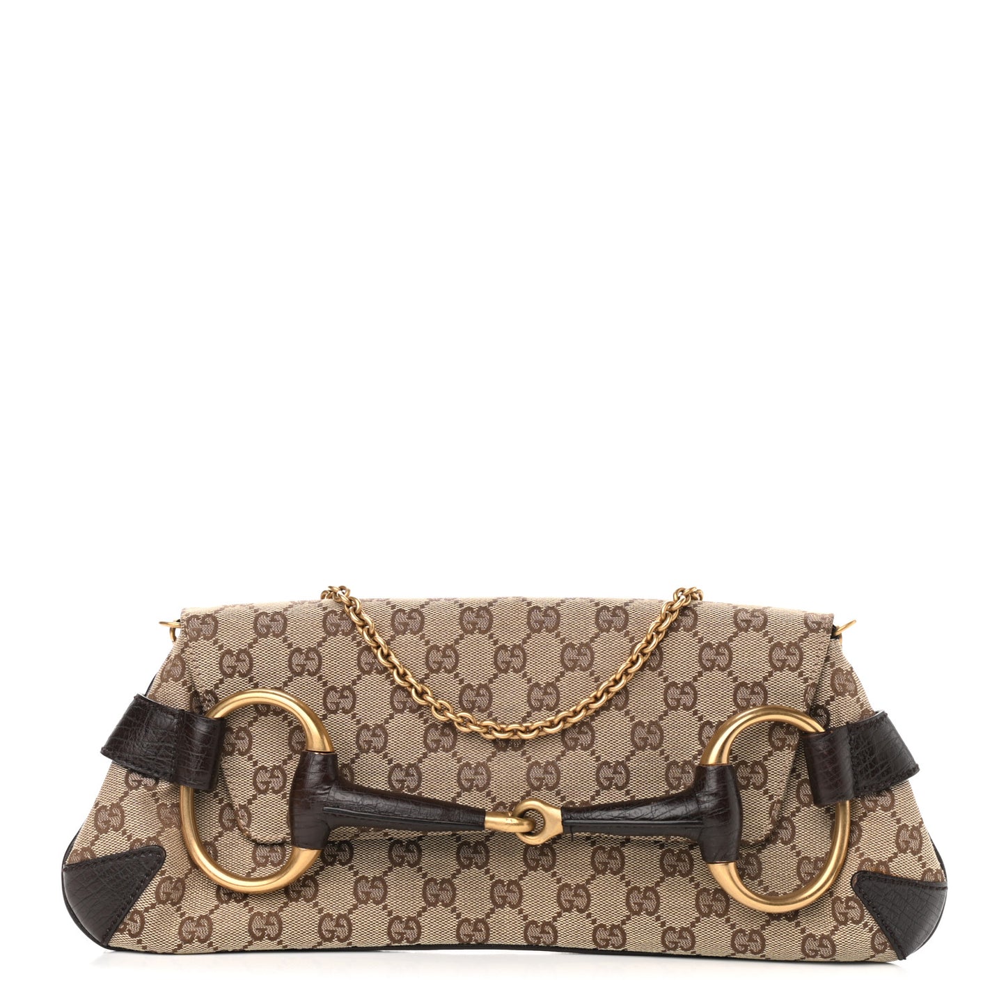 Monogram Horsebit Clutch Dark Brown