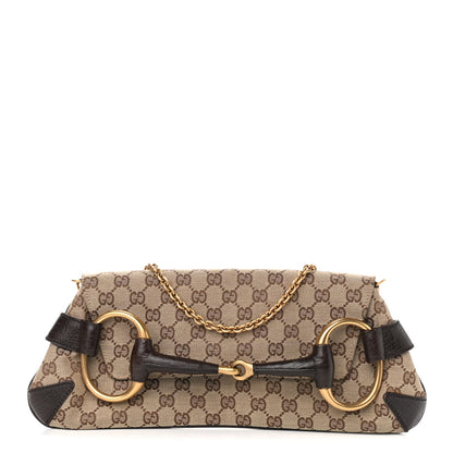 Gucci Monogram Horsebit Clutch Dark Brown 1 of 11