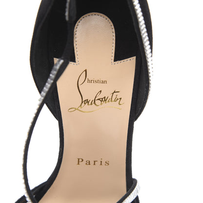 Christian Louboutin Suede Mesh Embellished Crystal Chiara Dams 100 Pumps 39 Black 7 of 8