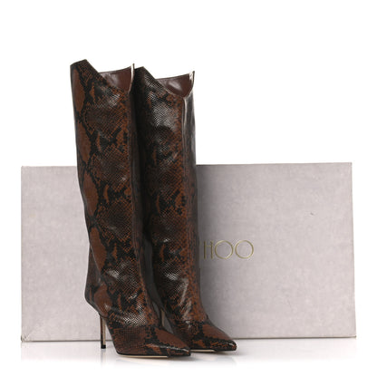 Jimmy Choo Snake Printed Brelan 85 Tall Boots 38.5 Cuoio 11 of 11