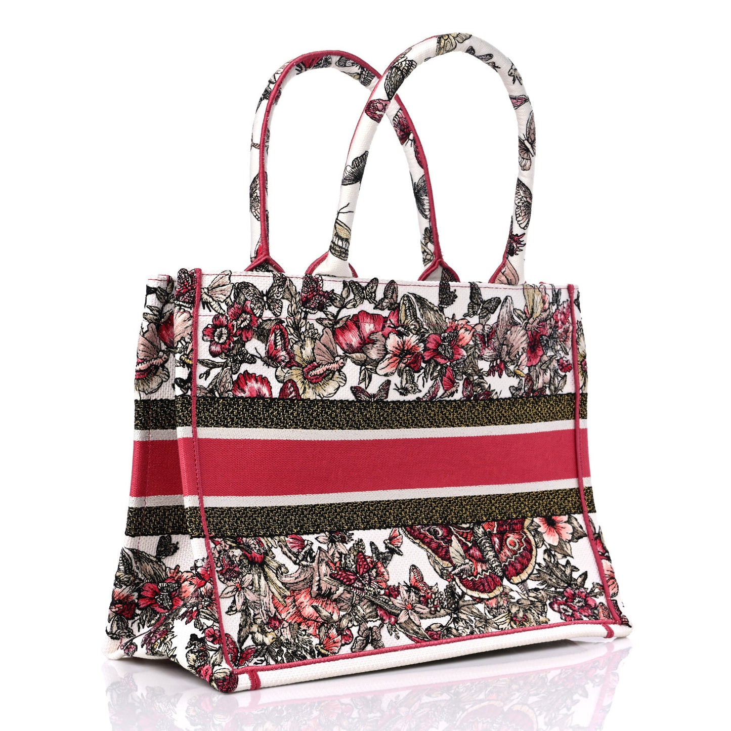 Canvas Embroidered Medium Butterfly Print Book Tote Multicolor