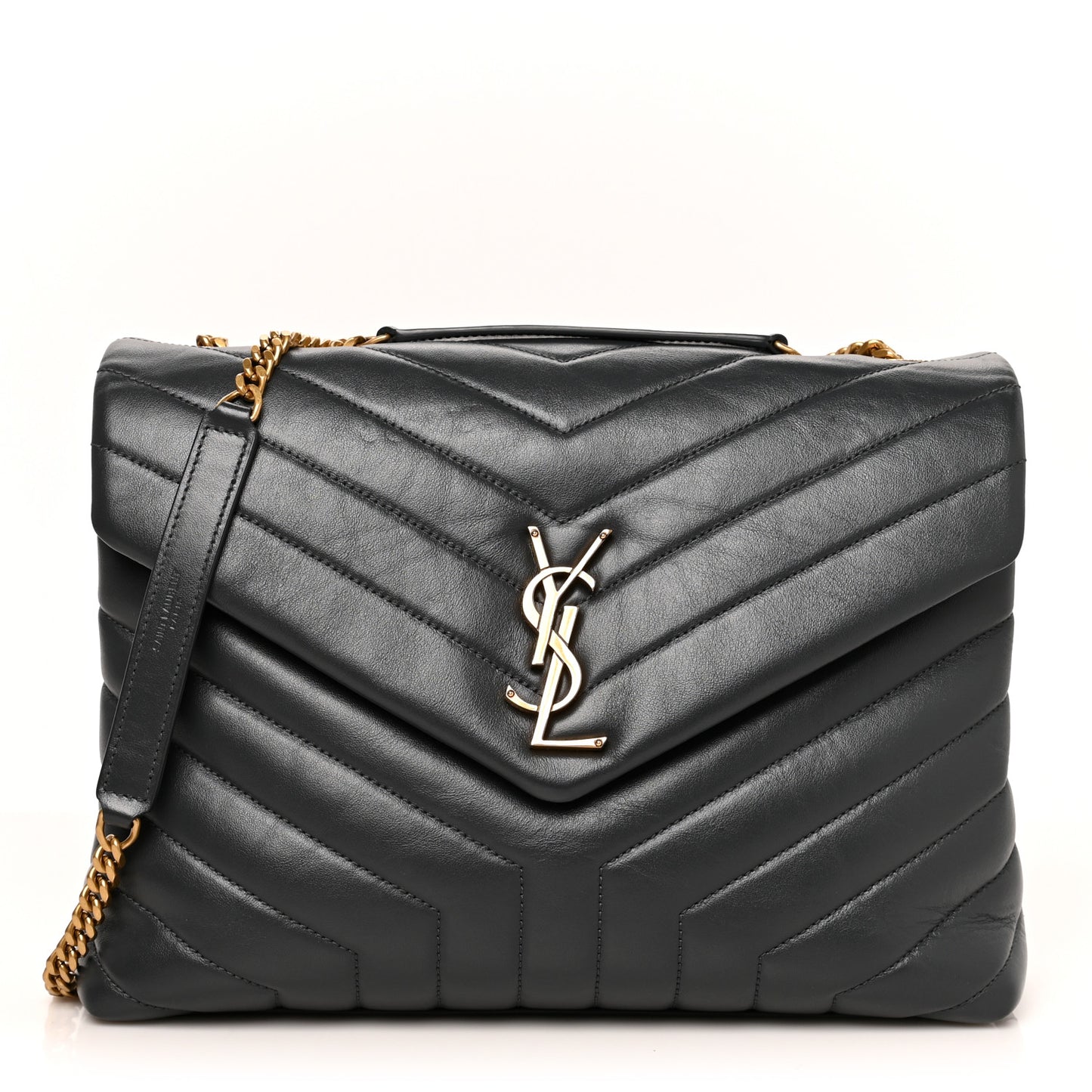 Calfskin Y Quilted Monogram Medium Loulou Chain Satchel Smog