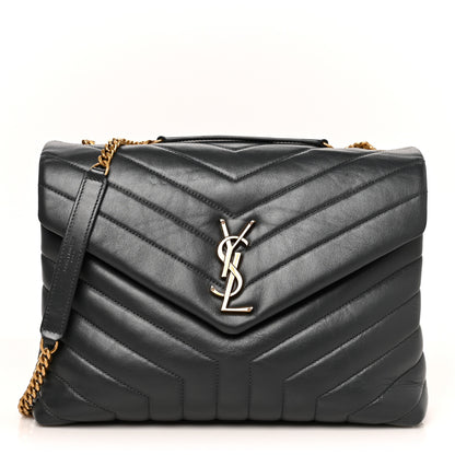 Saint Laurent Calfskin Y Quilted Monogram Medium Loulou Chain Satchel Smog 1 of 10