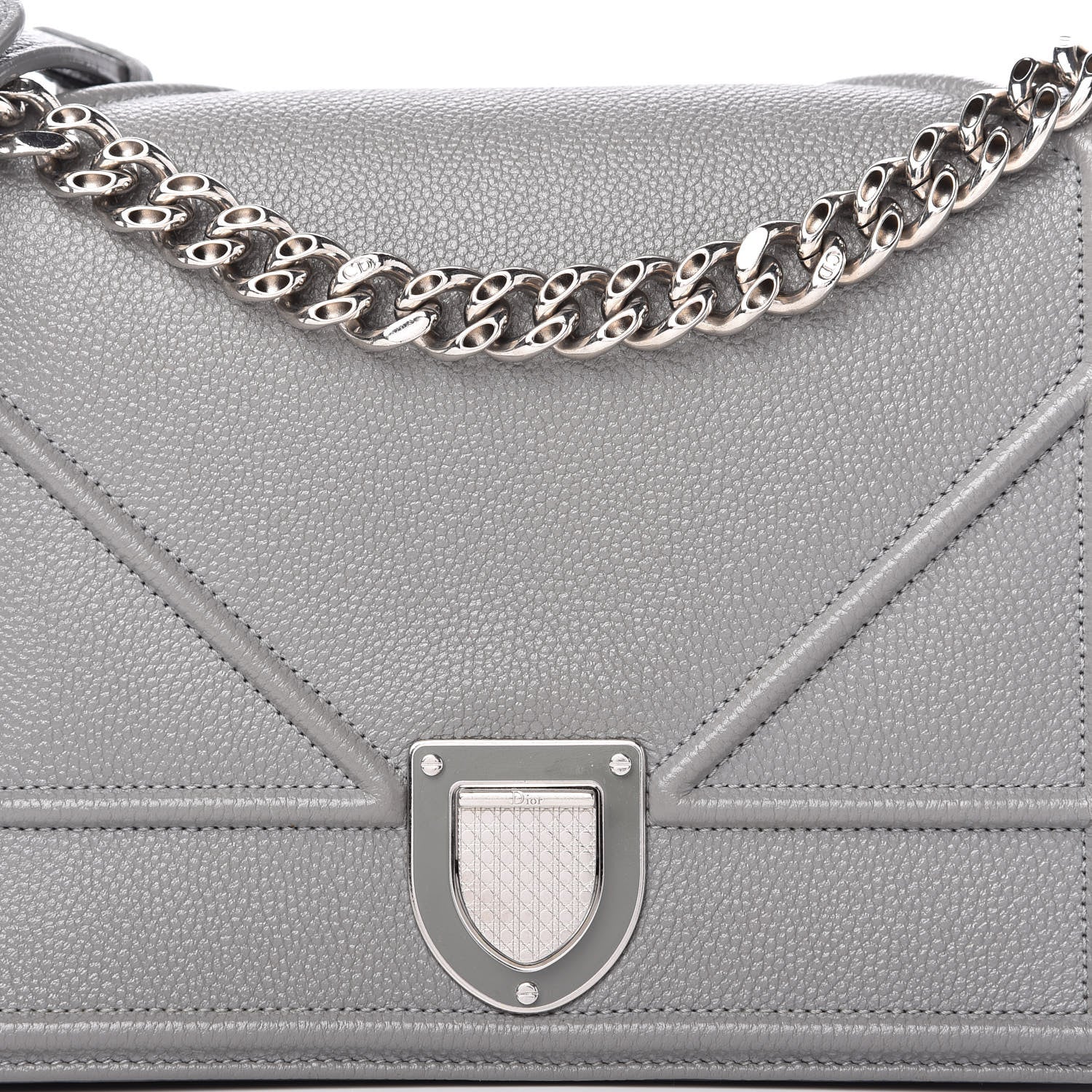 Christian Dior Grained Calfskin Medium Diorama Flap Bag Gris 10 of 13