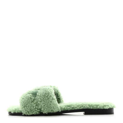 Hermes Woolskin Oran Sandals 39 Vert D’Eau 1 of 8