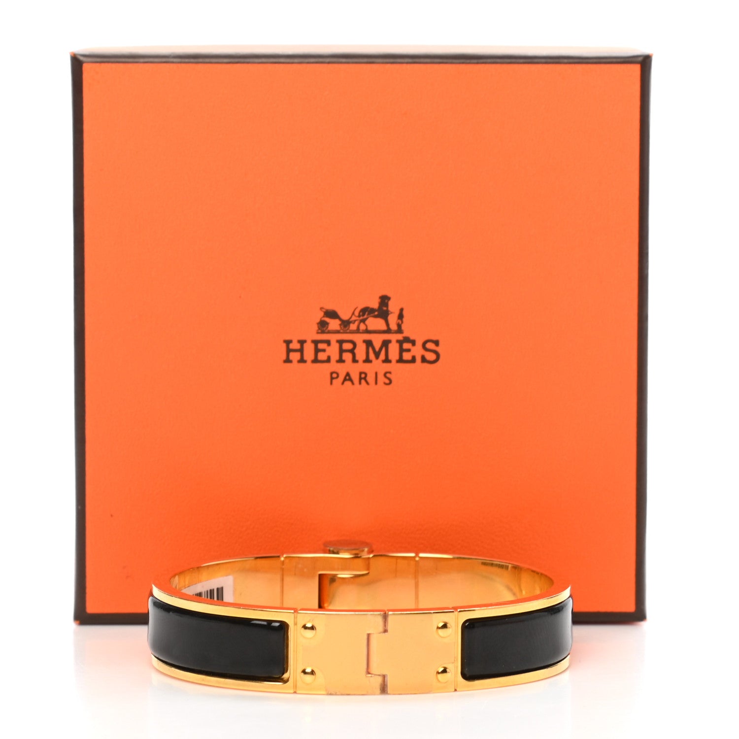 Hermes Enamel Charniere Uni Narrow Hinged Bracelet S Black 5 of 5