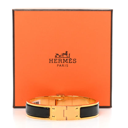Hermes Enamel Charniere Uni Narrow Hinged Bracelet S Black 5 of 5