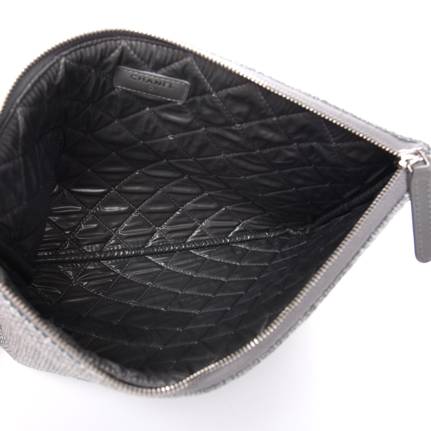 Chanel Canvas Large Deauville Pouch Grey 5 of 7