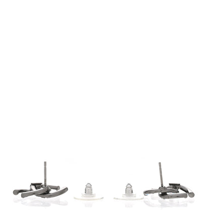 Chanel Crystal Baguette CC Earrings Ruthenium 3 of 5