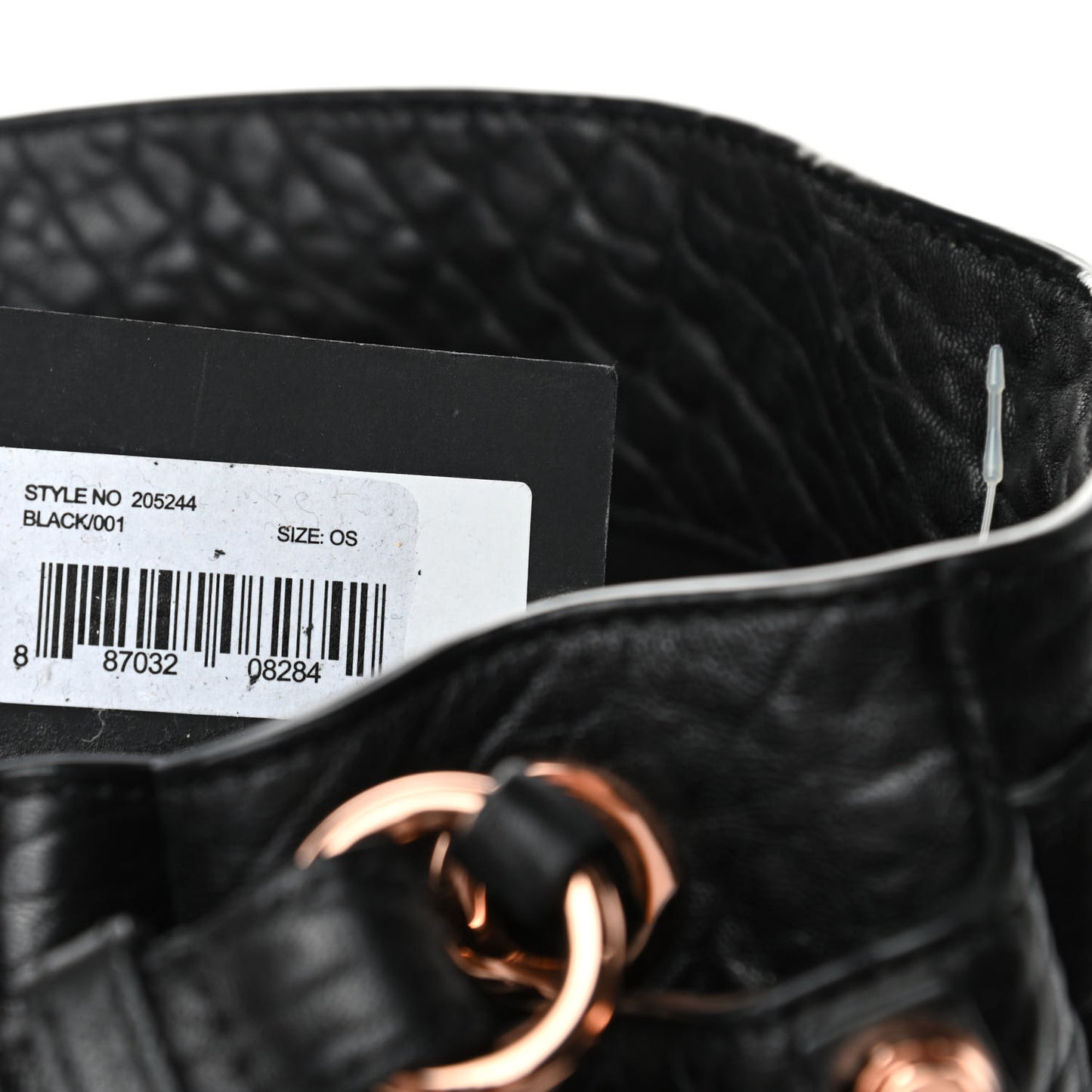Pebbled Lambskin Diego Bucket Black Rose Gold Hardware