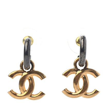 Chanel Metal Drop CC Earrings Ruthenium Gold 1 of 4