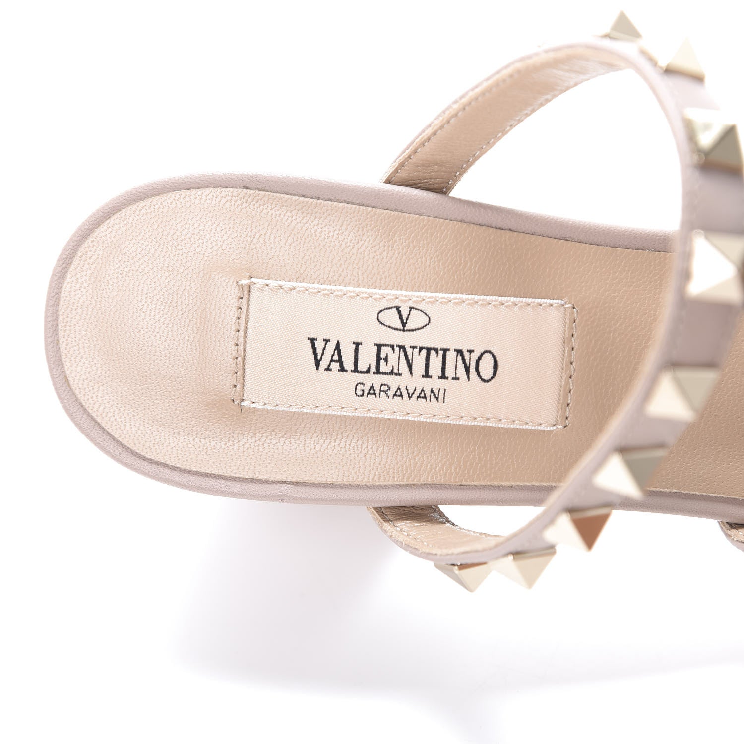 Valentino Garavani Calfskin Rockstud 60mm Caged Slide Sandals 35.5 Poudre 9 of 11