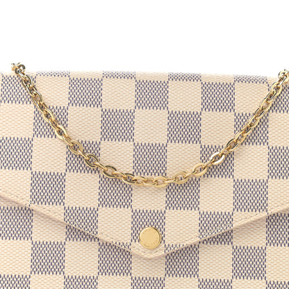 Louis Vuitton Damier Azur Pochette Felicie Chain Wallet Rose Ballerine 10 of 13