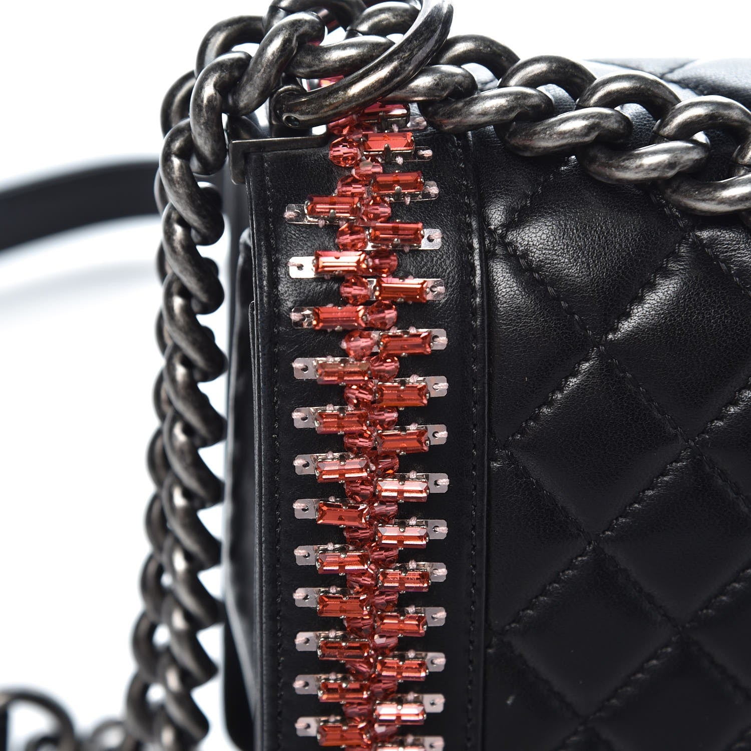 Chanel Lambskin Embellished Medium Boy Flap Black 8 of 9
