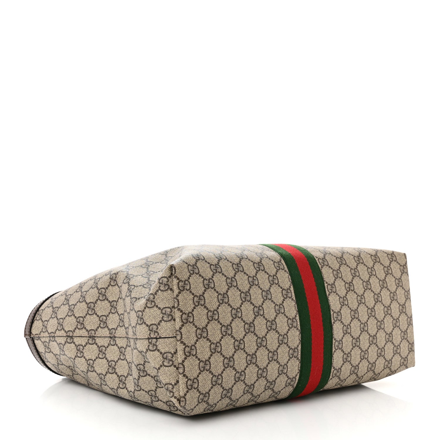 Gucci GG Supreme Monogram Textured Calfskin Web Medium Ophidia Shopping Tote Beige Ebony New Acero 4 of 10