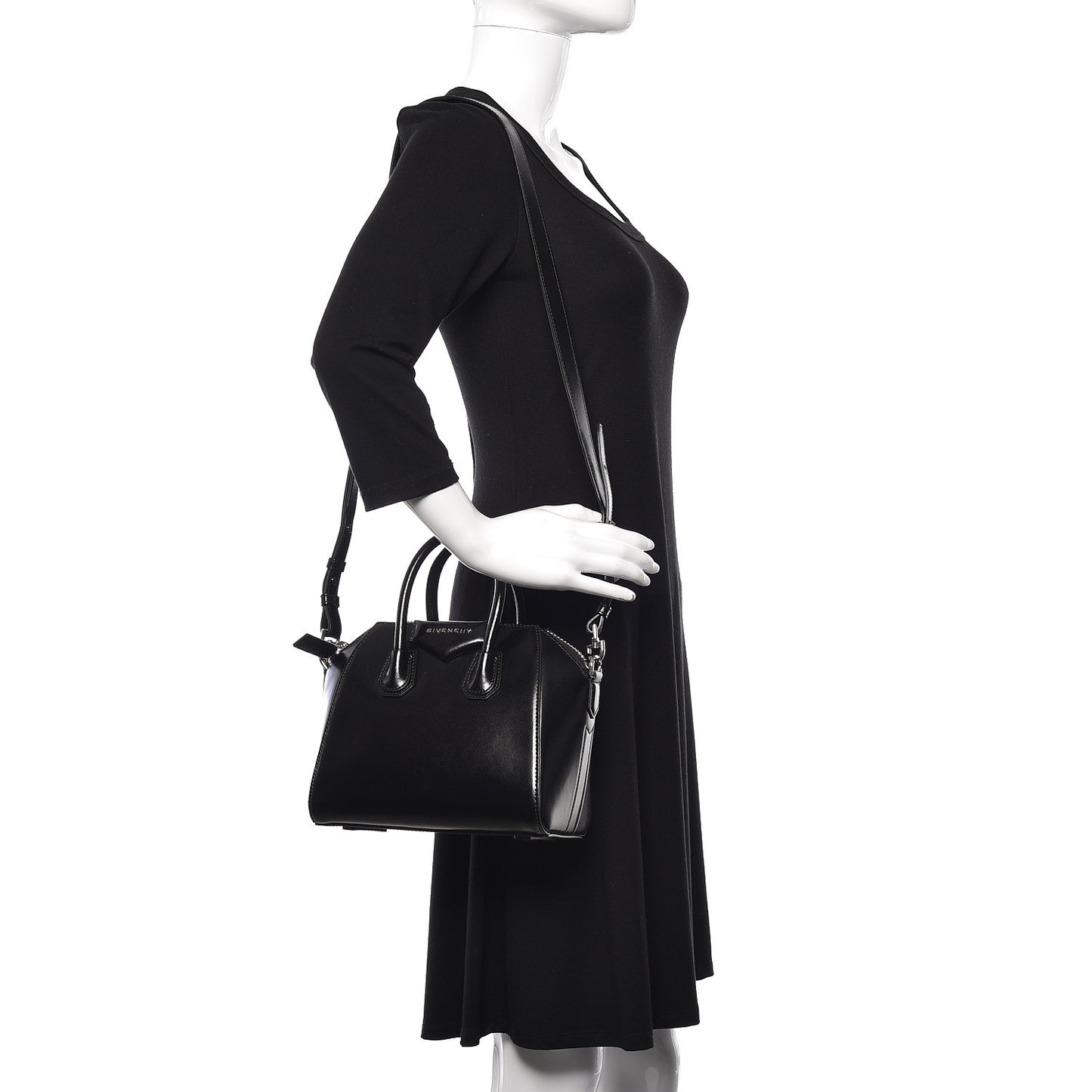 Shiny Lord Calfskin Mini Antigona Black