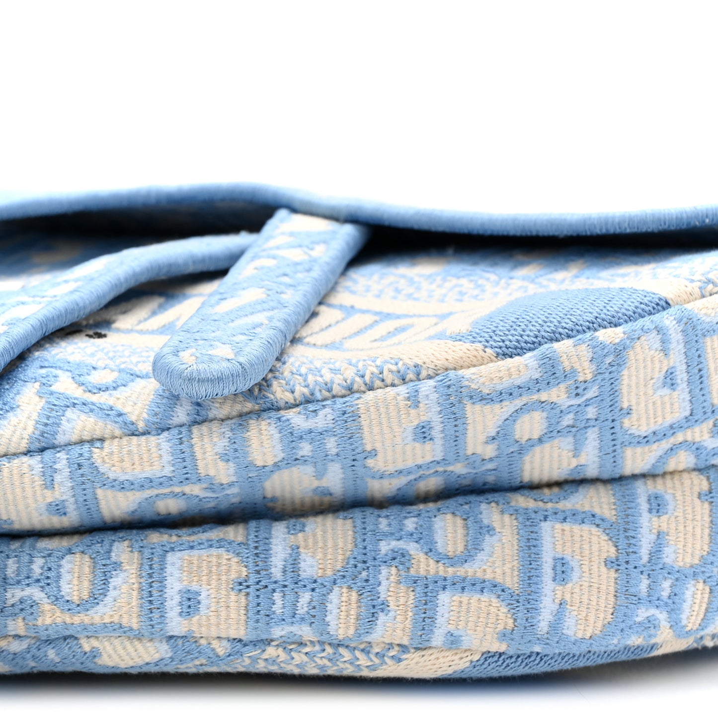 Oblique Embroidered Saddle Bag Cornflower Blue