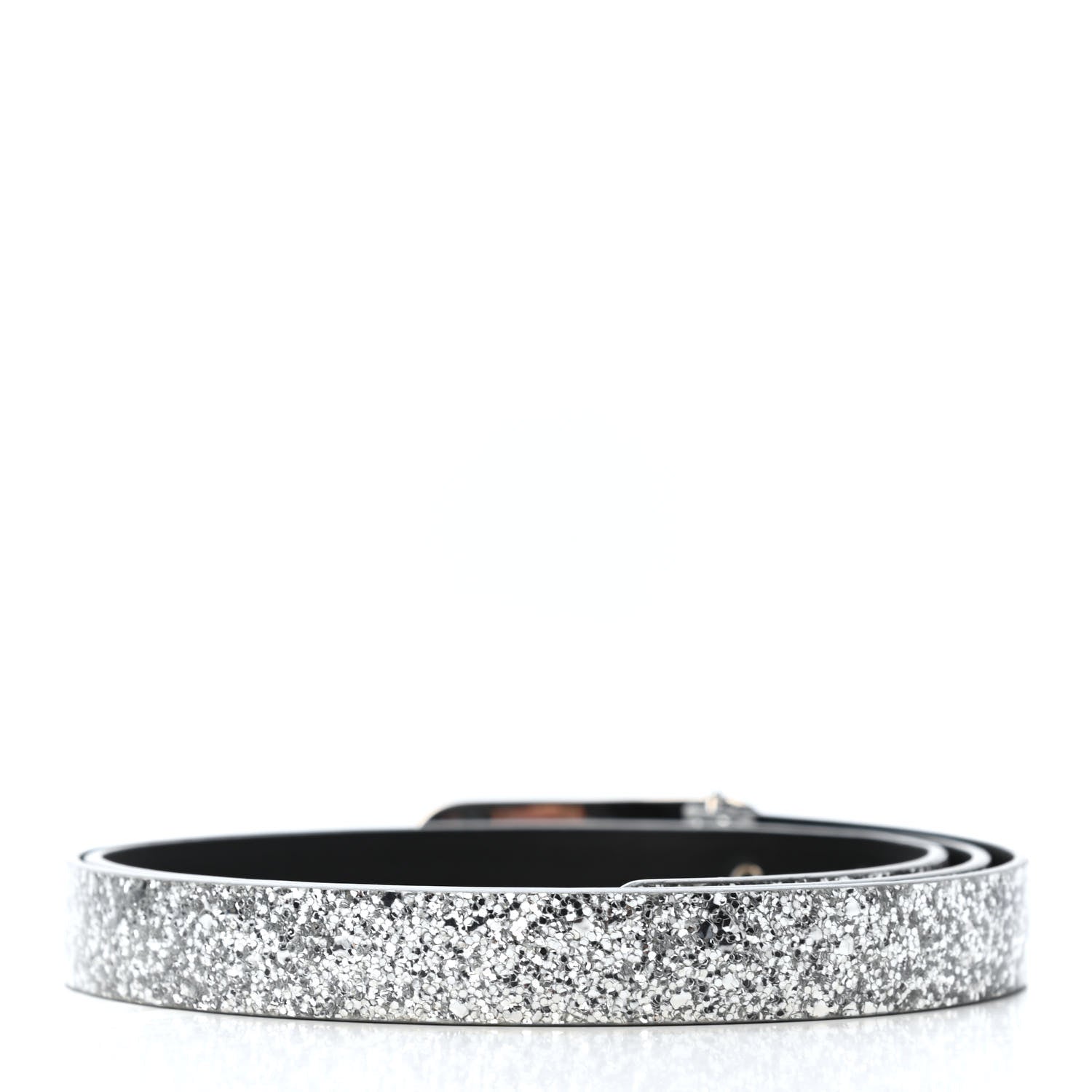 Chanel Glitter Calfskin CC Logo Skinny Belt 90 36 Silver 2 of 4