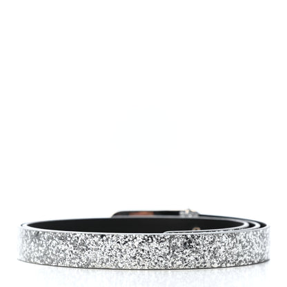 Chanel Glitter Calfskin CC Logo Skinny Belt 90 36 Silver 2 of 4
