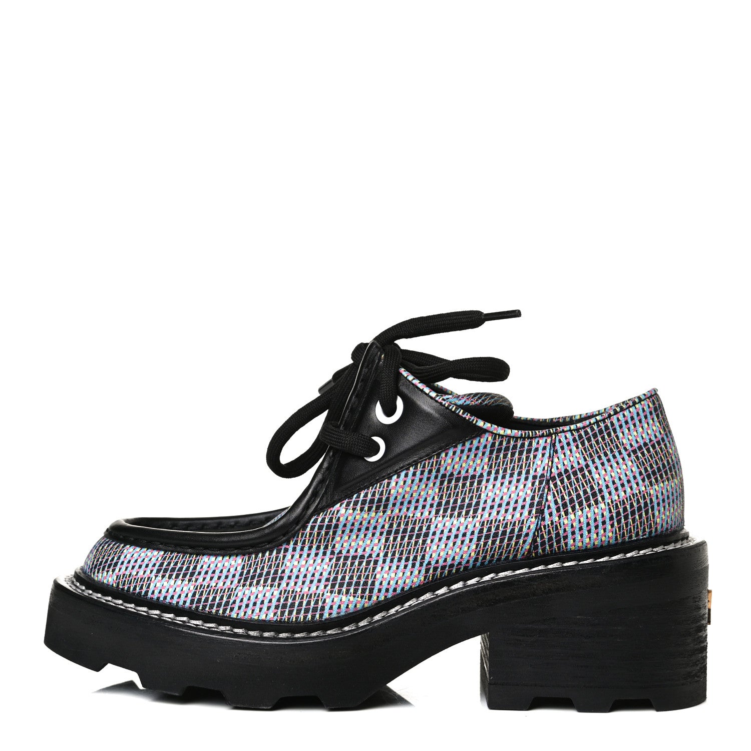 Louis Vuitton Damier LV Pop Beaubourg Platform Derby Shoes 35 Blue 1 of 11