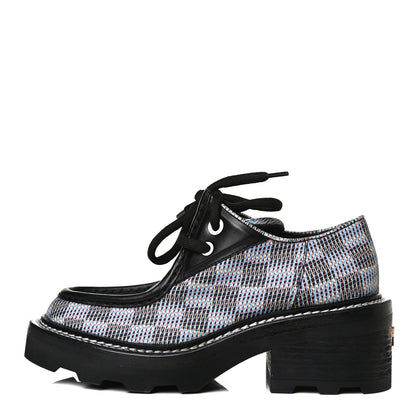 Louis Vuitton Damier LV Pop Beaubourg Platform Derby Shoes 35 Blue 1 of 11